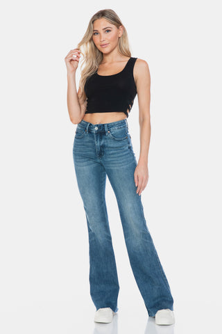 Judy Blue Full Size Tummy Control Cut Hem Flare Jeans - 1985 the VAULT Boutique