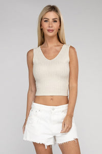 Basic Ribbed Scoop Neck Cropped Sleeveless Top - 1985 the VAULT Boutique