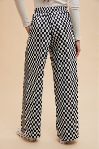 Annie Wear Drawstring Checkered Wide Leg Pants - 1985 the VAULT Boutique