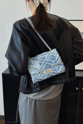 Raw Hem Denim Crossbody Bag - 1985 the VAULT Boutique