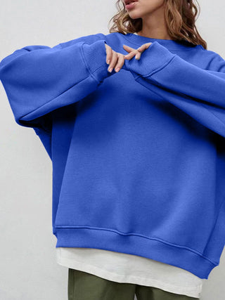 Basic Round Neck Dropped Shoulder Long Sleeve Sweatshirt - 1985 the VAULT Boutique