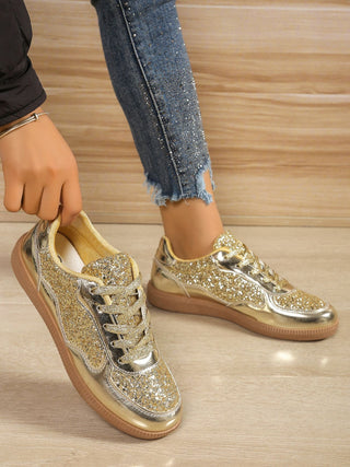 Sequin PU Leather Flat Sneakers - 1985 the VAULT Boutique