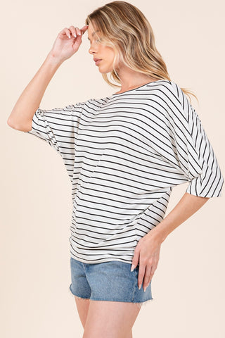 BOMBOM Striped Boat Neck Dolman Sleeve Top - 1985 the VAULT Boutique