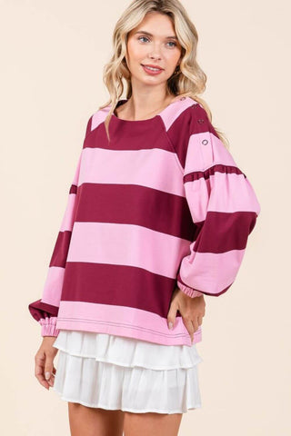 Mittoshop Striped Snap Shoulder Long Sleeve T-Shirt - 1985 the VAULT Boutique