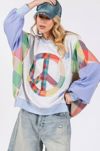 SAGE + FIG Contrast Peace Patch Dropped Shoulder Sweatshirt - 1985 the VAULT Boutique