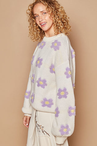 POL Daisy Pattern Drop Shoulder Sweater - 1985 the VAULT Boutique