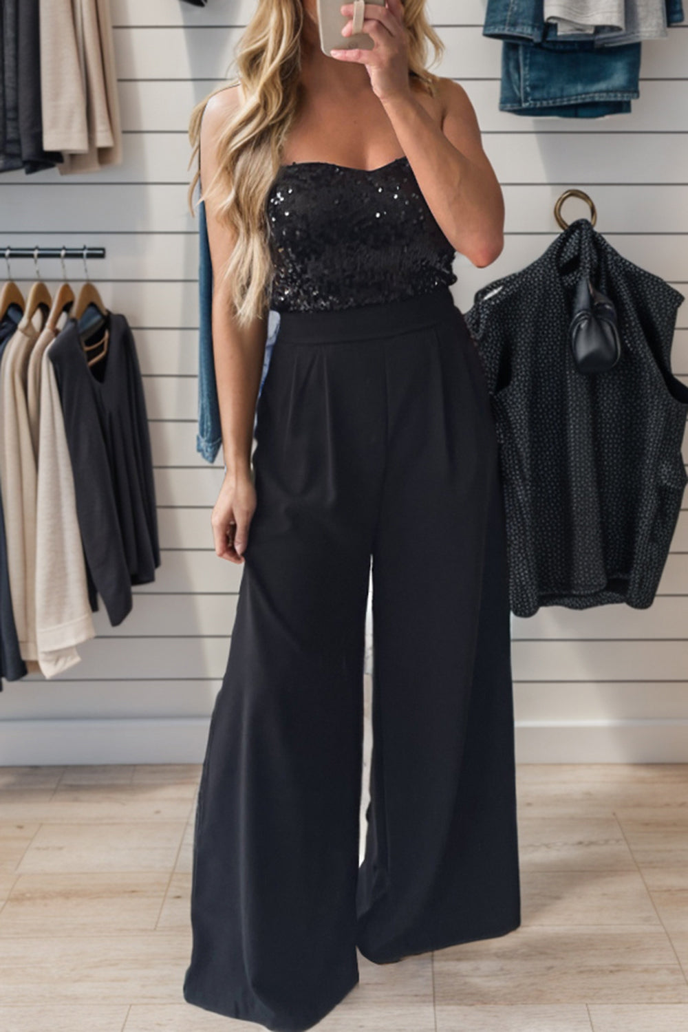 Sequin Tube Wide Leg Jumpsuit - 1985 the VAULT Boutique