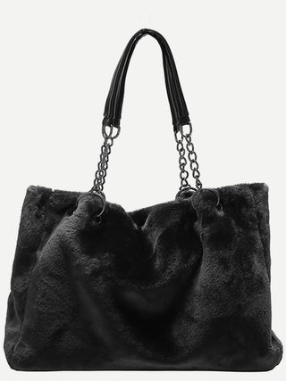 Faux Fur Solid Color Tote Bag - 1985 the VAULT Boutique