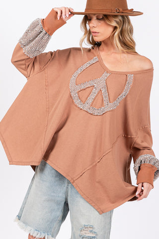 SAGE + FIG Peace Sign Mineral Wash Terry Top - 1985 the VAULT Boutique