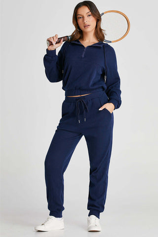 Drawstring Half Zip Hoodie and Joggers Active Set - 1985 the VAULT Boutique