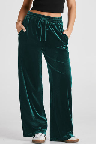 Drawstring Waist Wide Leg Active Pants - 1985 the VAULT Boutique