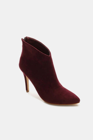 Beast Fashion Suede Stiletto Ankle Booties with Back Zippers - 1985 the VAULT Boutique