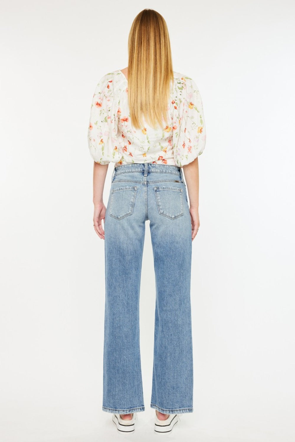 Kancan Mid Rise Frayed Hem Straight Jeans - 1985 the VAULT Boutique