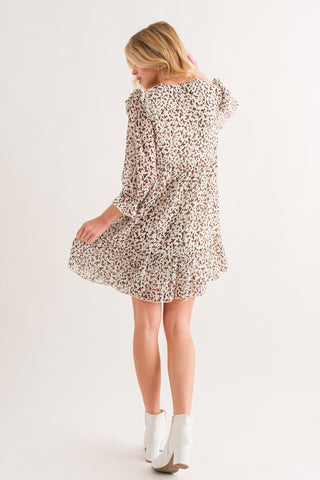 And The Why Leopard Ruffle Hem Woven Mini Dress - 1985 the VAULT Boutique