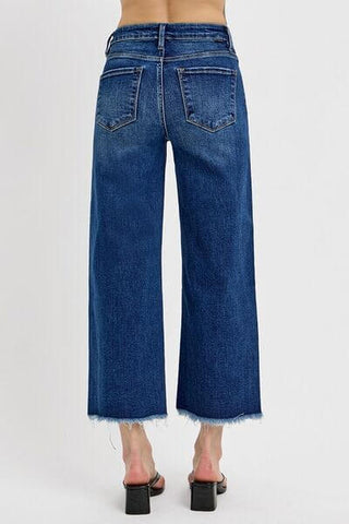 RISEN Raw Hem Wide Leg Attached Buckle Jeans - 1985 the VAULT Boutique