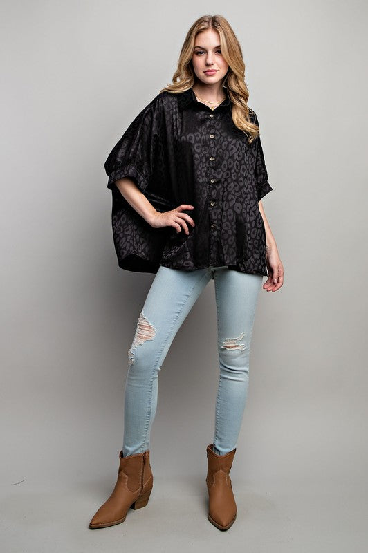 LIGHT SATIN PRINT BUTTON DOWN SHIRT - 1985 the VAULT Boutique