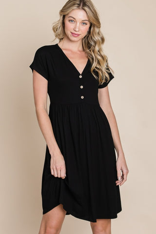 BOMBOM V-Neck Short Sleeve Dress - 1985 the VAULT Boutique