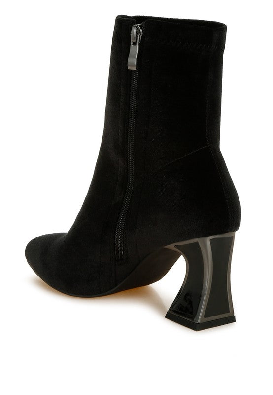 Arcturus Flared Block Heel Velvet Boots - 1985 the VAULT Boutique