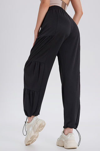 Basic Bae Drawstring Elastic Waist Ruched Joggers - 1985 the VAULT Boutique