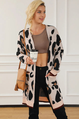 Leopard Open Front Long Sleeve Cardigan - 1985 the VAULT Boutique