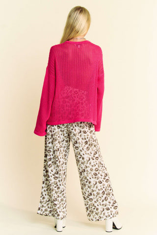 Davi & Dani Drawstring Leopard Wide Leg Pants - 1985 the VAULT Boutique