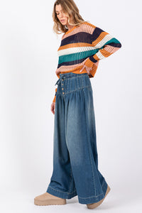 SAGE+FIG Smocked Waist Band Wide Leg Jeans - 1985 the VAULT Boutique