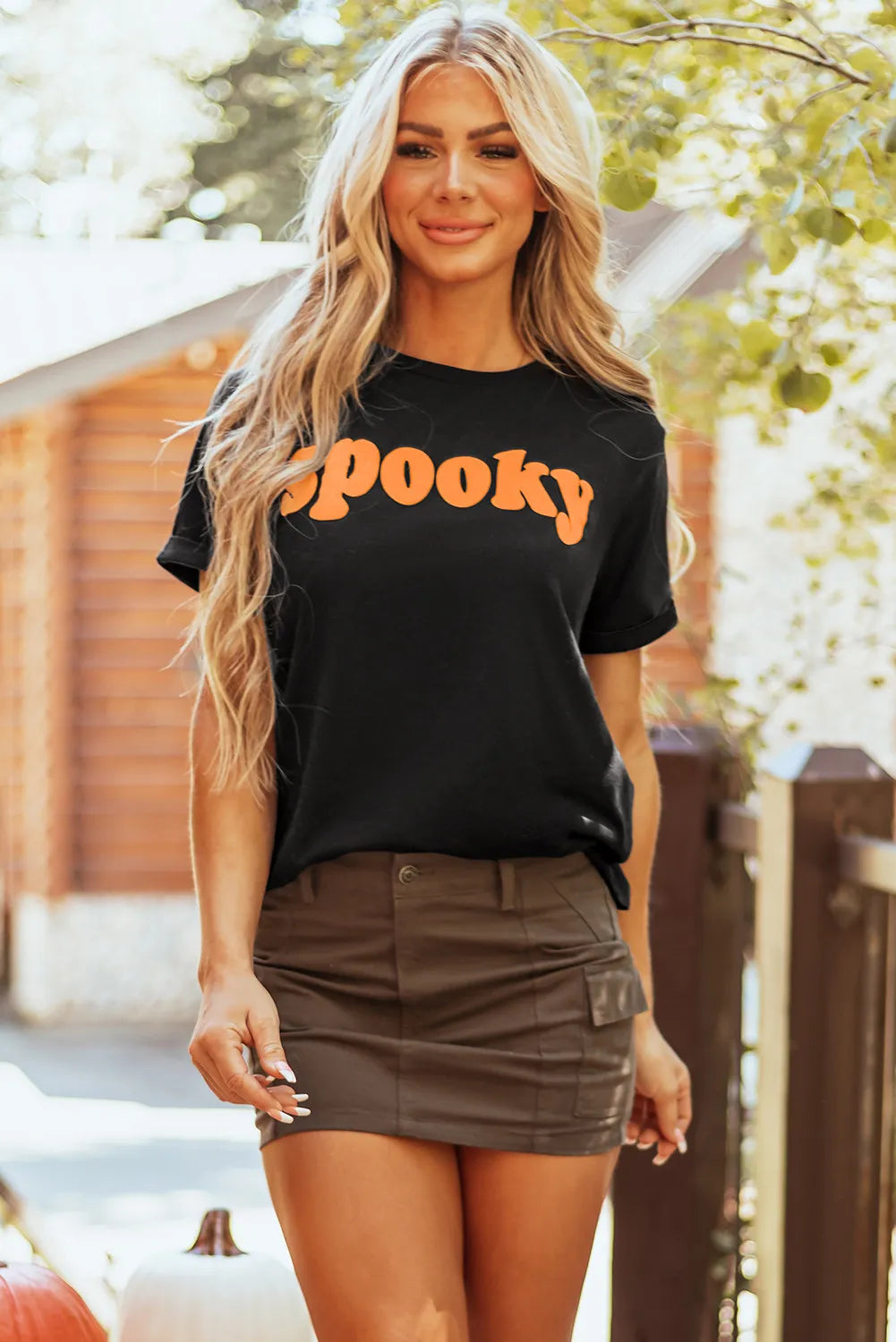 SPOOKY Round Neck Short Sleeve T-Shirt - 1985 the VAULT Boutique