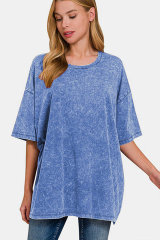 Zenana Full Size Washed Round Neck Drop Shoulder Oversized T-Shirt - 1985 the VAULT Boutique