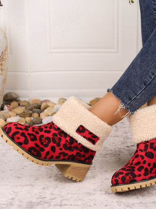 Leopard Block Heel Fuzzy Boots - 1985 the VAULT Boutique