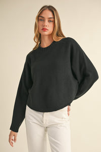 Mable Round Neck Dolman Sleeve Cropped Sweater - 1985 THE VAULT