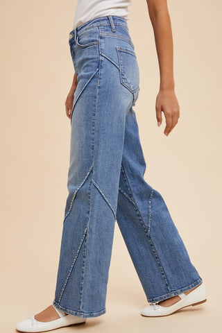 Annie Wear Decorative Seams Wide Leg Jeans - 1985 the VAULT Boutique