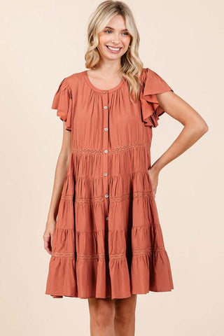 Mittoshop Lace Detail Ruffled Button Down Tiered Dress - 1985 the VAULT Boutique