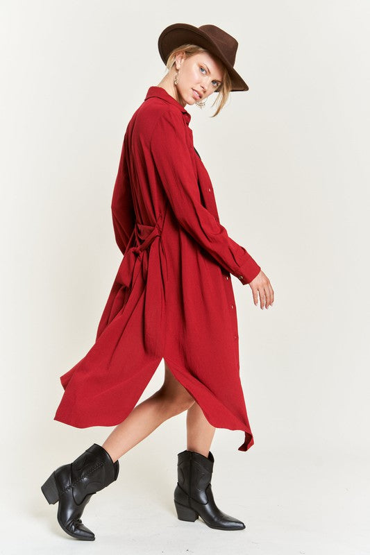 SOLID BUTTON DOWN BELTED LONG DRESS - 1985 the VAULT Boutique