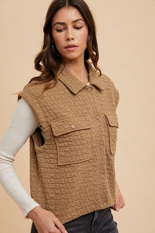 Annie Wear Puzzle Quilted Snap Down Vest Coat - 1985 the VAULT Boutique