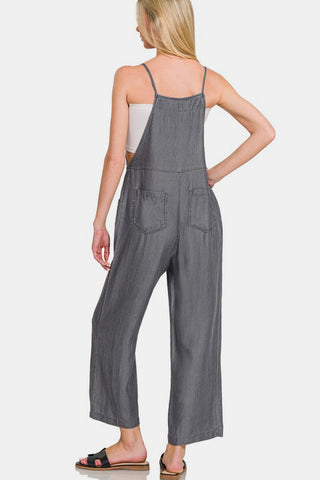 Zenana Washed Adjustable Strap Wide Leg Denim Overalls - 1985 the VAULT Boutique