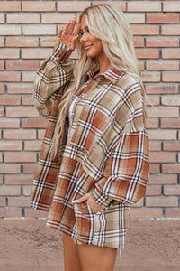 Plaid Snap Down Dropped Shoulder Shacket - 1985 the VAULT Boutique