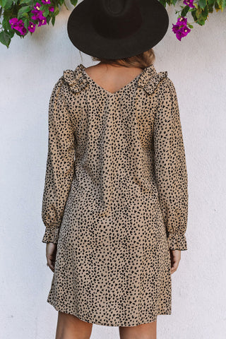 Leopard V-Neck Long Sleeve Dress - 1985 the VAULT Boutique