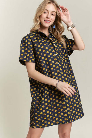 ADORA Floral Button-Up Mini Denim Dress - 1985 the VAULT Boutique