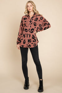 BOMBOM Animal Print Button Up Knit Shacket - 1985 the VAULT Boutique