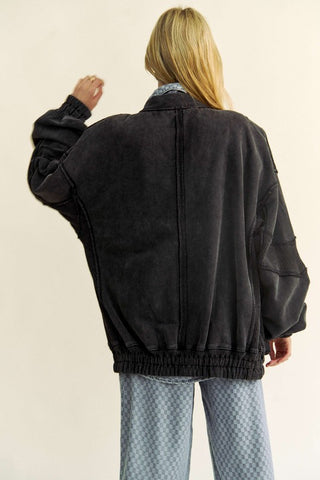 Davi & Dani Exposed Seam Zip Up Dropped Shoulder Jacket - 1985 the VAULT Boutique