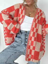 Plaid Open Front Long Sleeve Cardigan - 1985 the VAULT Boutique