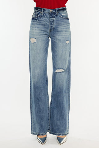 Kancan Distressed High Waist Bootcut Jeans - 1985 the VAULT Boutique