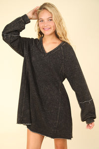 VERY J Mineral Washed Oversized A-Line Mini Dress - 1985 the VAULT Boutique