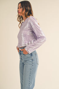 MABLE Shoulder Padded Sequin Crop Top - 1985 THE VAULT