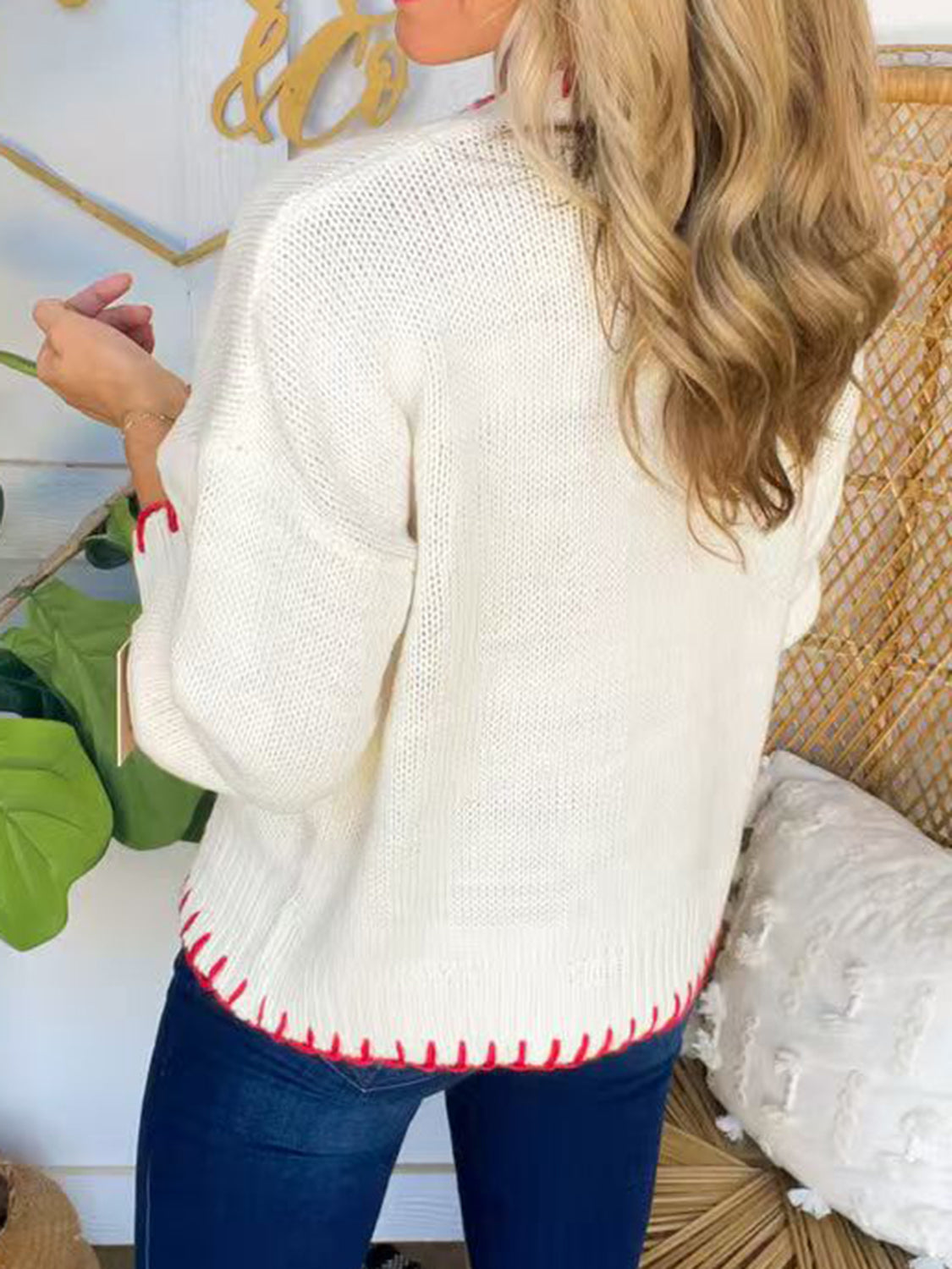 Bow Round Neck Long Sleeve Sweater - 1985 the VAULT Boutique