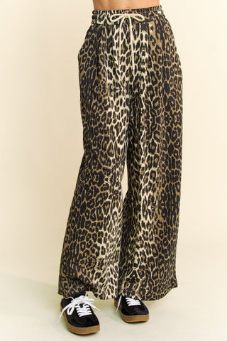 Davi & Dani Leopard Wide Leg Pants - 1985 the VAULT Boutique