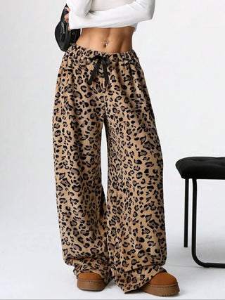 Leopard Wide Leg Plush Pants - 1985 the VAULT Boutique