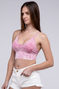 Washed Ribbed Bra Padded Tank Top - 1985 the VAULT Boutique