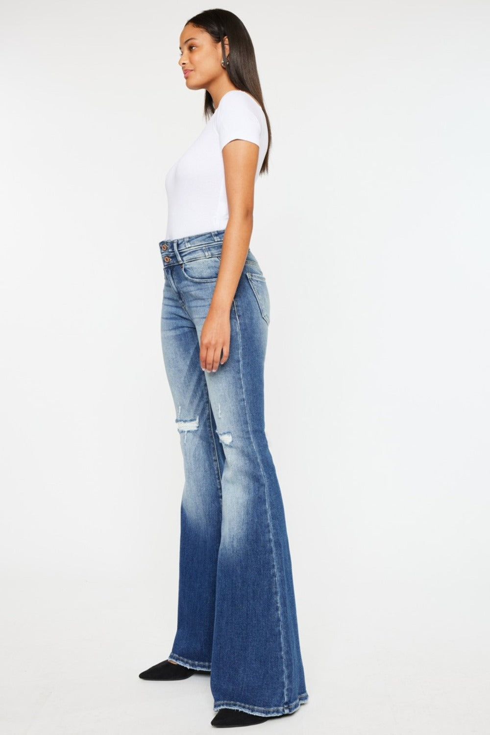 Kancan High Rise Wide Waistband Flare Jeans - 1985 the VAULT Boutique