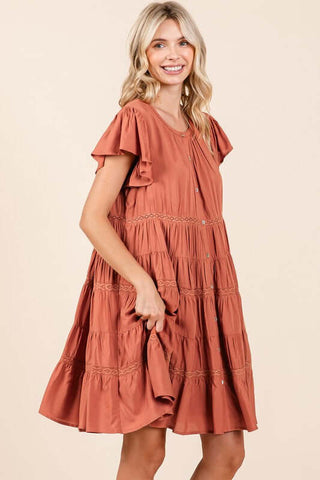 Mittoshop Lace Detail Ruffled Button Down Tiered Dress - 1985 the VAULT Boutique